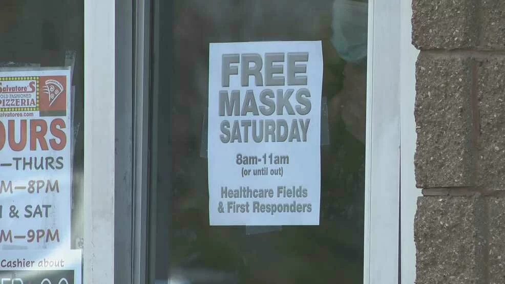 Healthcare workers, first responders line up for free masks