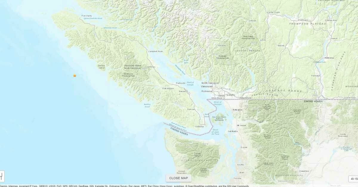 A 4.7 magnitude earthquake hit off the coast of Vancouver Island, northwest of Tofino, late Saturday night.