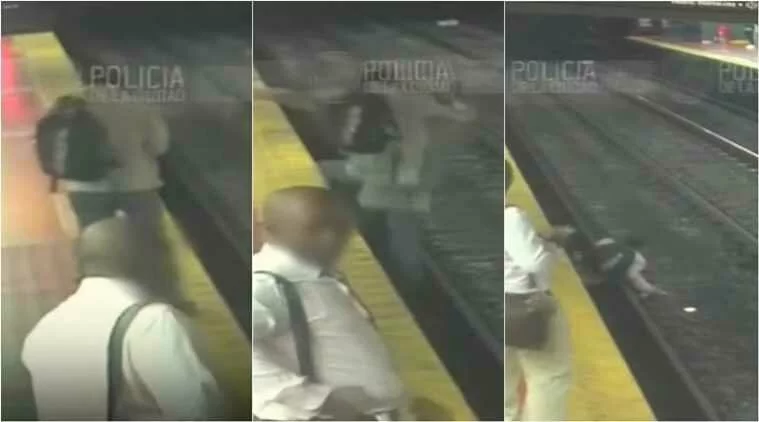 Watch: Man distracted by phone falls on rail track in Buenos Aires