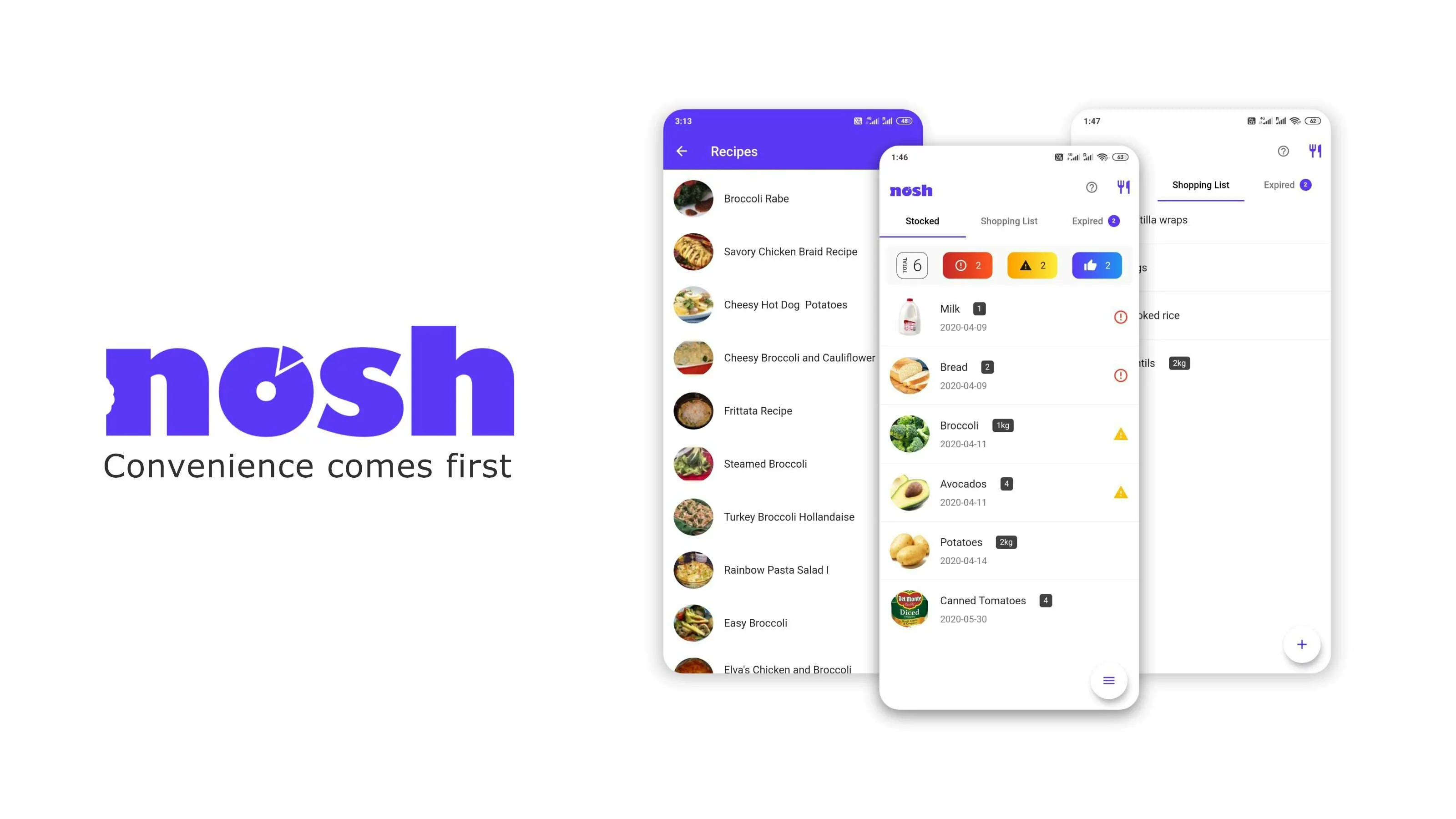 Nosh Technologies developed an A.I. powered food stock and expiry date management app for Android and iPhone