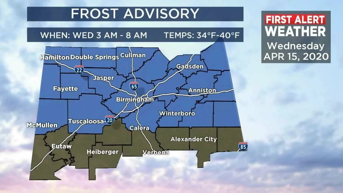 FIRST ALERT: Frost Advisory for Wednesday morning